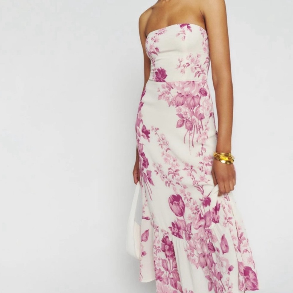 Reformation Arta dress size 0 white and pink perfect for brides